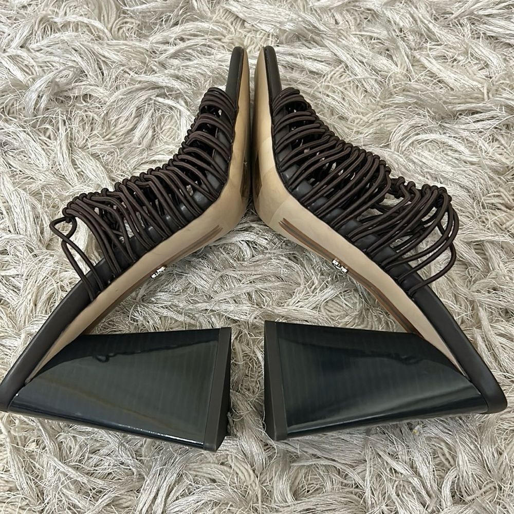 Sam Edelman Laurette Block Heel Woven Mules Sandals in Caviar Brown size 7 - Picture 11 of 15